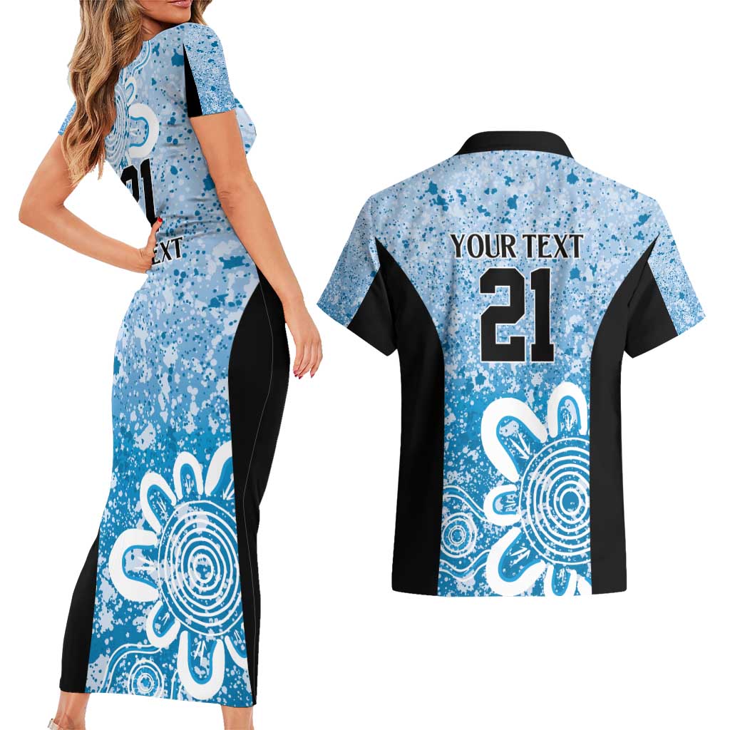 Adelaide Strikers Custom Couples Matching Short Sleeve Bodycon Dress and Hawaiian Shirt Minimalism Aboriginal