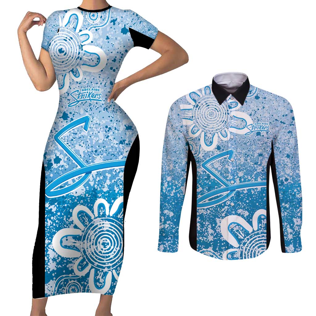 Adelaide Strikers Custom Couples Matching Short Sleeve Bodycon Dress and Long Sleeve Button Shirt Minimalism Aboriginal