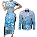 Adelaide Strikers Custom Couples Matching Short Sleeve Bodycon Dress and Long Sleeve Button Shirt Minimalism Aboriginal