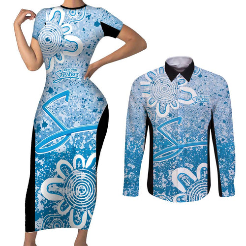Adelaide Strikers Custom Couples Matching Short Sleeve Bodycon Dress and Long Sleeve Button Shirt Minimalism Aboriginal