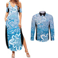 Adelaide Strikers Custom Couples Matching Summer Maxi Dress and Long Sleeve Button Shirt Minimalism Aboriginal