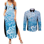 Adelaide Strikers Custom Couples Matching Summer Maxi Dress and Long Sleeve Button Shirt Minimalism Aboriginal