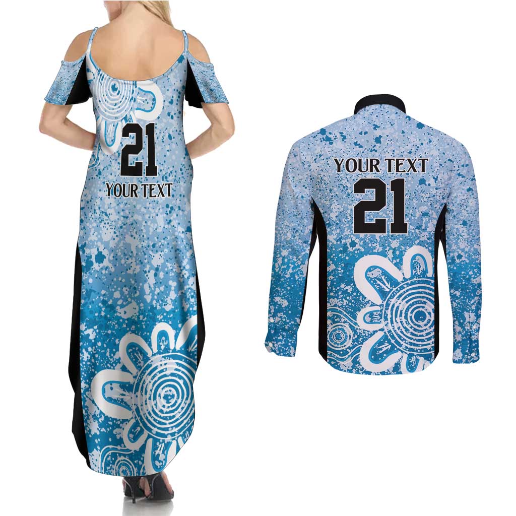 Adelaide Strikers Custom Couples Matching Summer Maxi Dress and Long Sleeve Button Shirt Minimalism Aboriginal