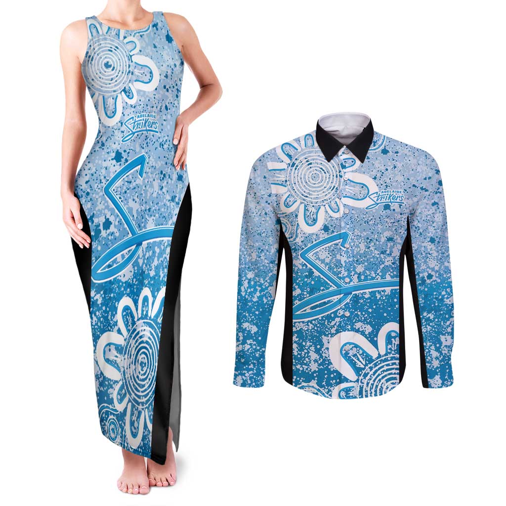 Adelaide Strikers Custom Couples Matching Tank Maxi Dress and Long Sleeve Button Shirt Minimalism Aboriginal