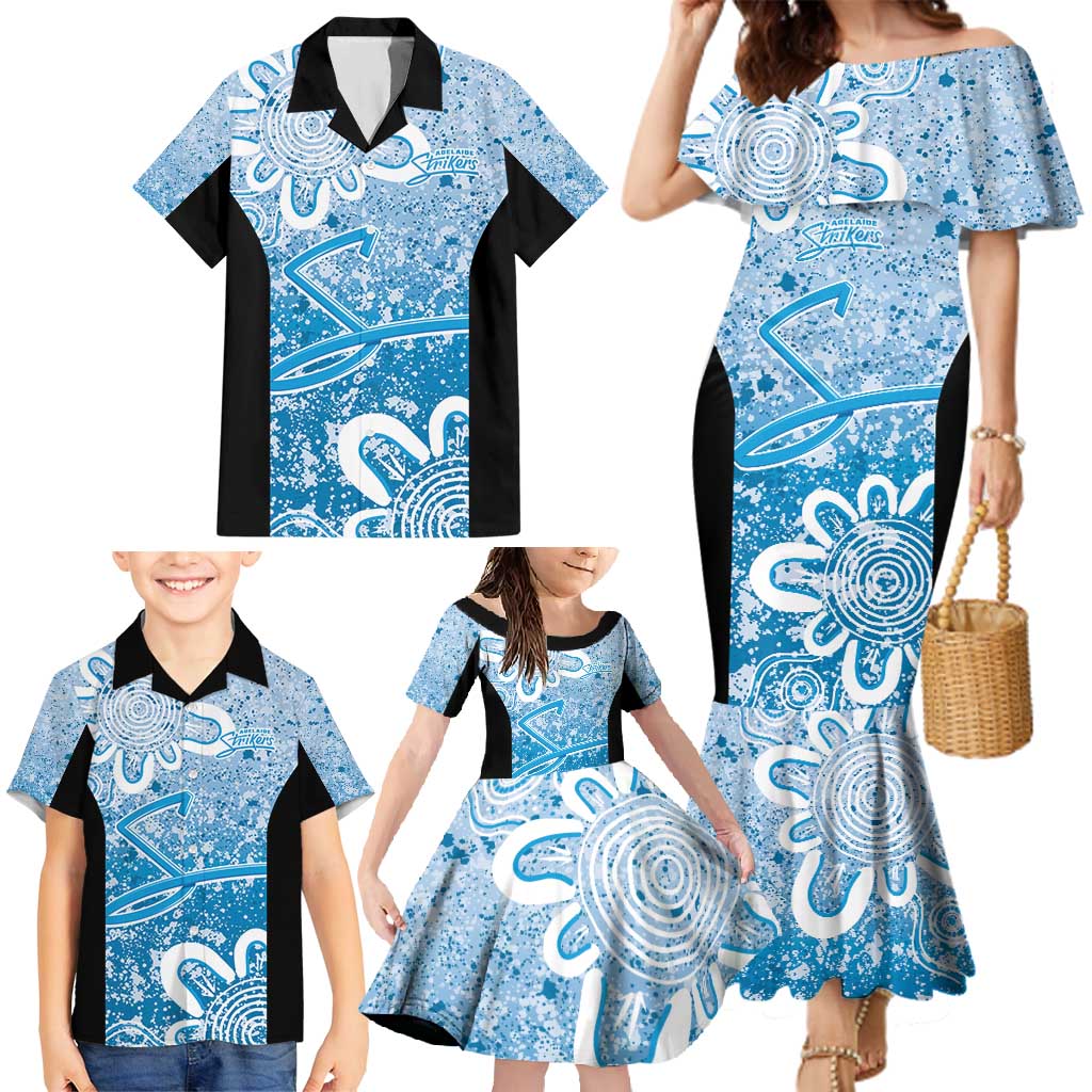 Adelaide Strikers Custom Family Matching Mermaid Dress and Hawaiian Shirt Minimalism Aboriginal