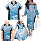 Adelaide Strikers Custom Family Matching Off The Shoulder Long Sleeve Dress and Hawaiian Shirt Minimalism Aboriginal