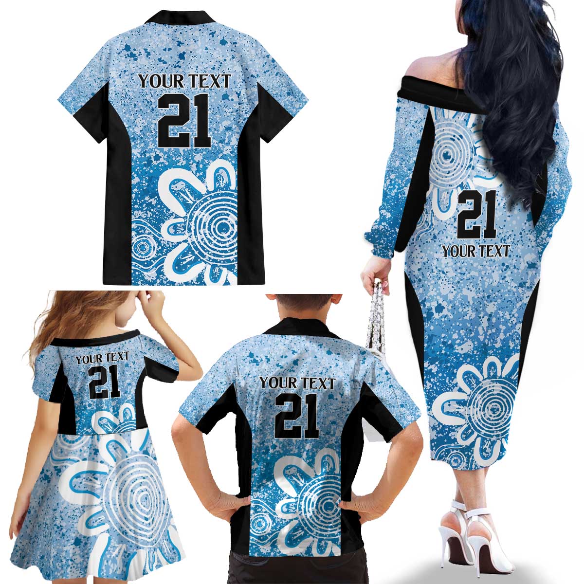 Adelaide Strikers Custom Family Matching Off The Shoulder Long Sleeve Dress and Hawaiian Shirt Minimalism Aboriginal