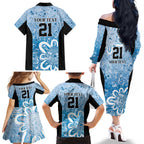 Adelaide Strikers Custom Family Matching Off The Shoulder Long Sleeve Dress and Hawaiian Shirt Minimalism Aboriginal