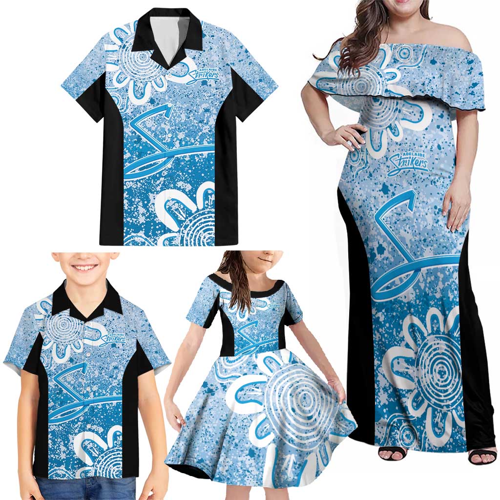 Adelaide Strikers Custom Family Matching Off Shoulder Maxi Dress and Hawaiian Shirt Minimalism Aboriginal