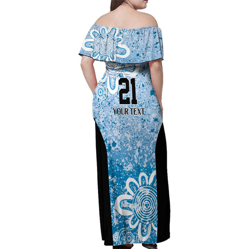 Adelaide Strikers Custom Family Matching Off Shoulder Maxi Dress and Hawaiian Shirt Minimalism Aboriginal