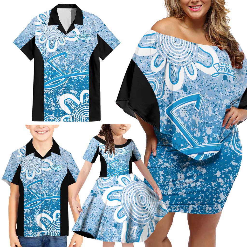 Adelaide Strikers Custom Family Matching Off Shoulder Short Dress and Hawaiian Shirt Minimalism Aboriginal