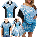 Adelaide Strikers Custom Family Matching Off Shoulder Short Dress and Hawaiian Shirt Minimalism Aboriginal