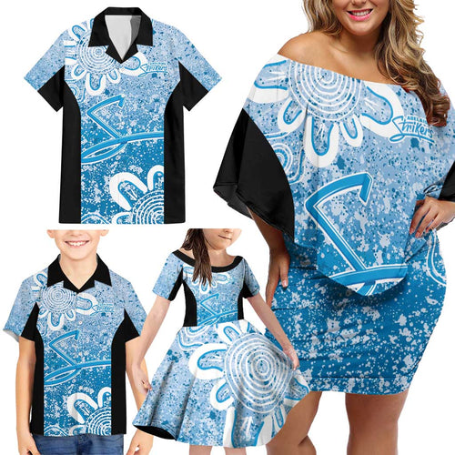 Adelaide Strikers Custom Family Matching Off Shoulder Short Dress and Hawaiian Shirt Minimalism Aboriginal