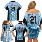 Adelaide Strikers Custom Family Matching Off Shoulder Short Dress and Hawaiian Shirt Minimalism Aboriginal
