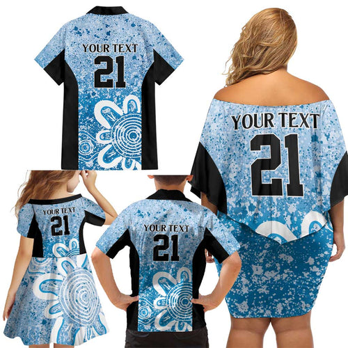 Adelaide Strikers Custom Family Matching Off Shoulder Short Dress and Hawaiian Shirt Minimalism Aboriginal