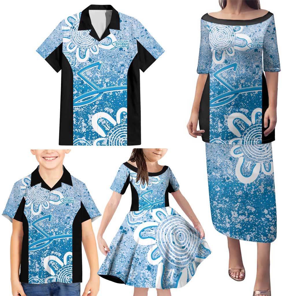 Adelaide Strikers Custom Family Matching Puletasi and Hawaiian Shirt Minimalism Aboriginal