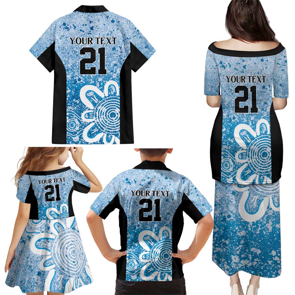 Adelaide Strikers Custom Family Matching Puletasi and Hawaiian Shirt Minimalism Aboriginal