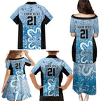 Adelaide Strikers Custom Family Matching Puletasi and Hawaiian Shirt Minimalism Aboriginal