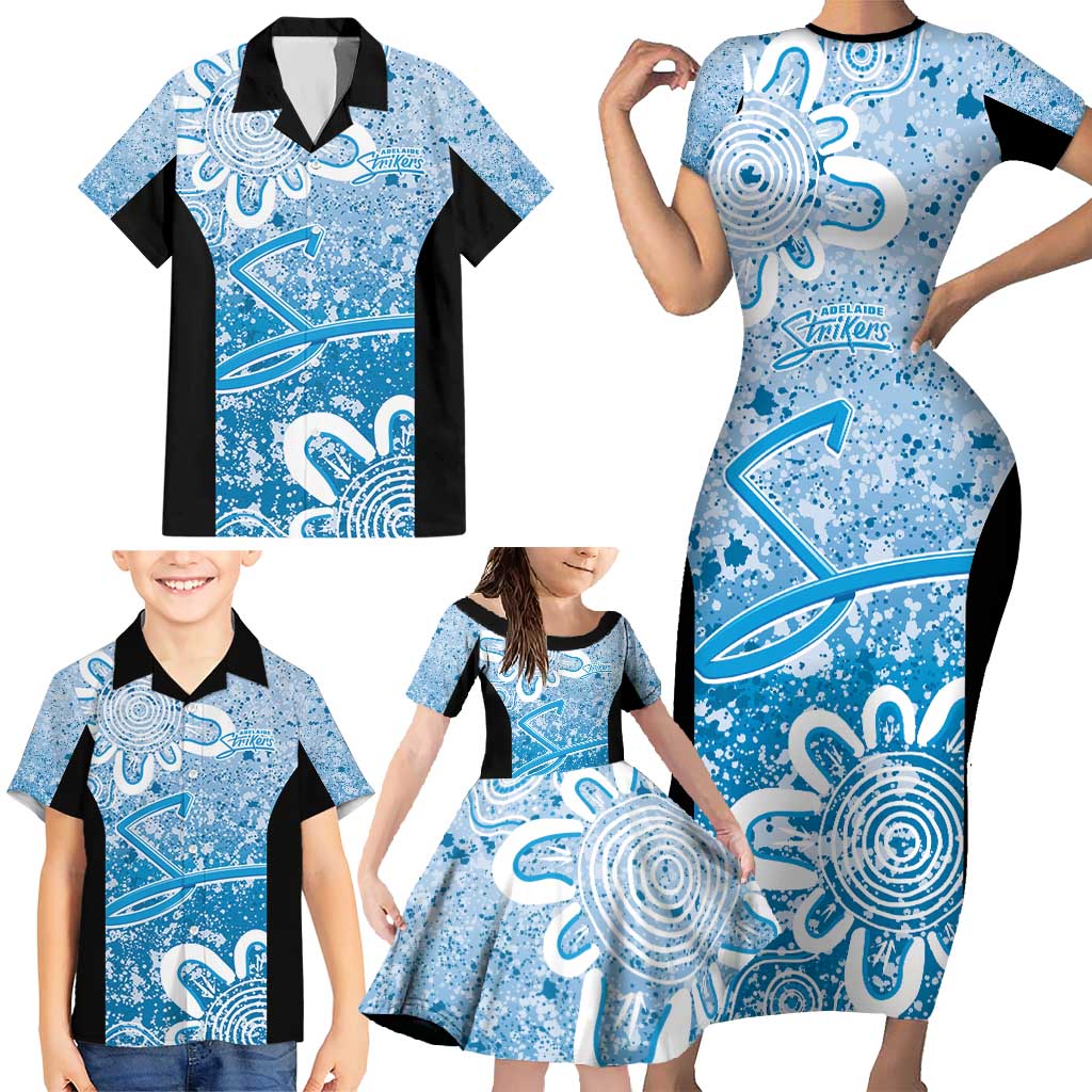 Adelaide Strikers Custom Family Matching Short Sleeve Bodycon Dress and Hawaiian Shirt Minimalism Aboriginal