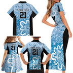 Adelaide Strikers Custom Family Matching Short Sleeve Bodycon Dress and Hawaiian Shirt Minimalism Aboriginal