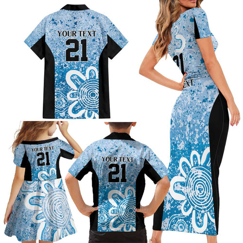Adelaide Strikers Custom Family Matching Short Sleeve Bodycon Dress and Hawaiian Shirt Minimalism Aboriginal