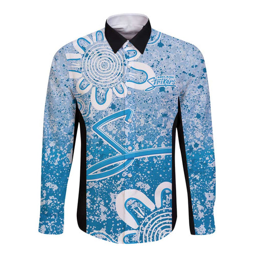 Adelaide Strikers Custom Long Sleeve Button Shirt Minimalism Aboriginal