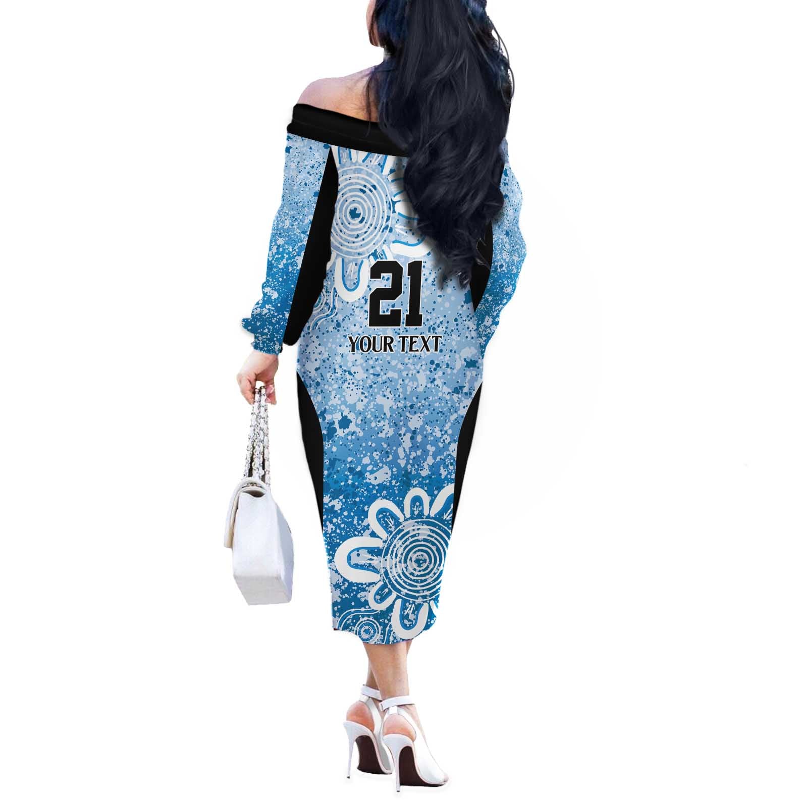 Adelaide Strikers Custom Off The Shoulder Long Sleeve Dress Minimalism Aboriginal