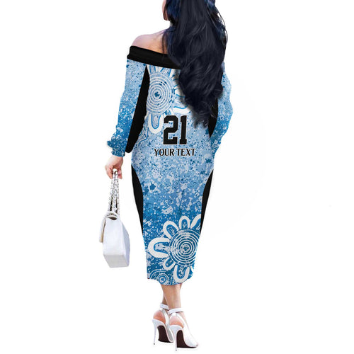Adelaide Strikers Custom Off The Shoulder Long Sleeve Dress Minimalism Aboriginal