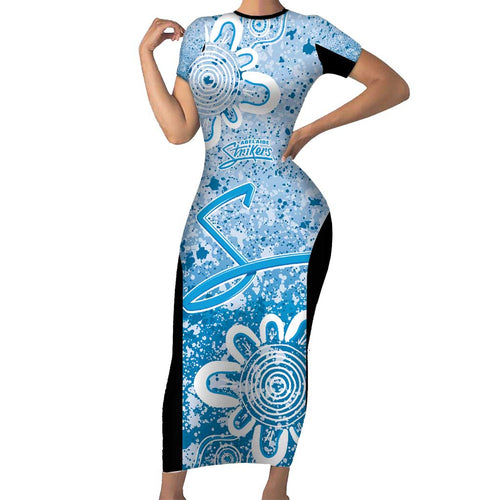 Adelaide Strikers Custom Short Sleeve Bodycon Dress Minimalism Aboriginal
