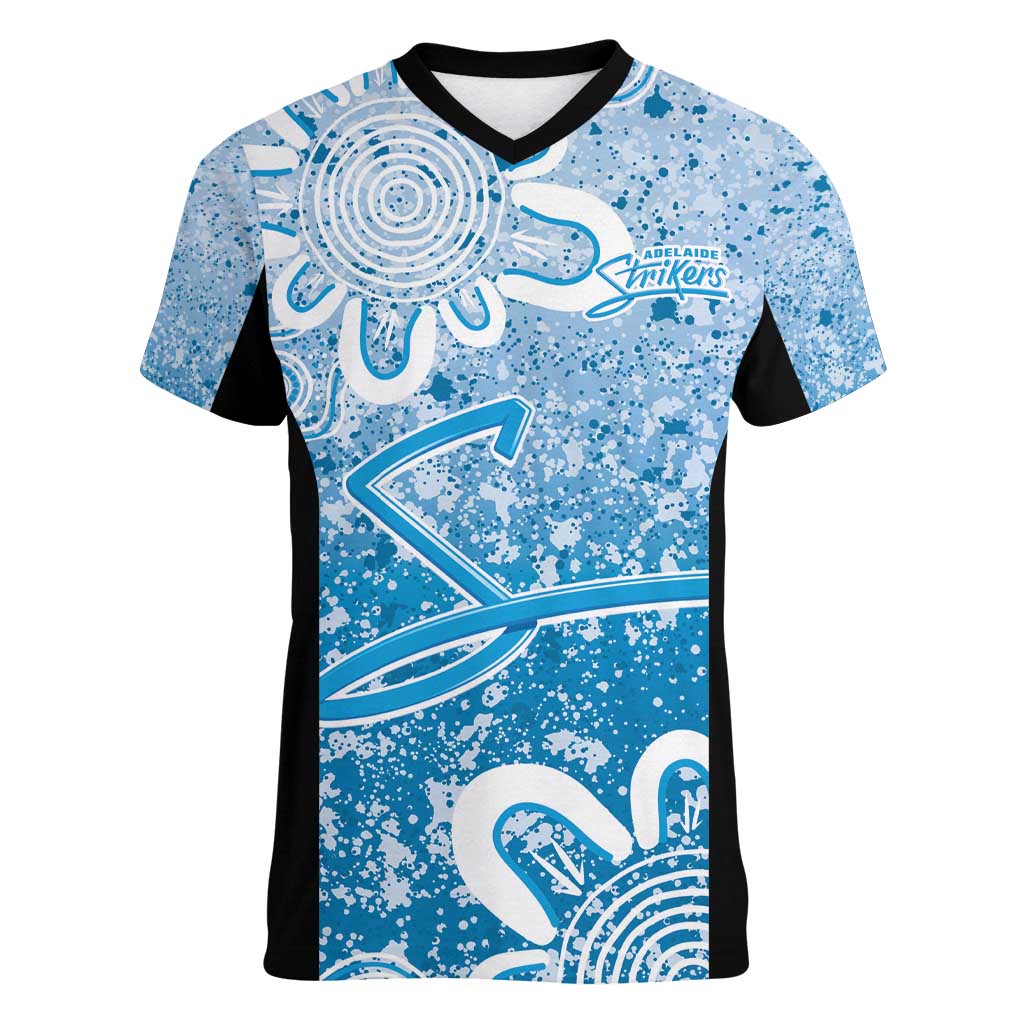 Adelaide Strikers Custom Women V-Neck T-Shirt Minimalism Aboriginal