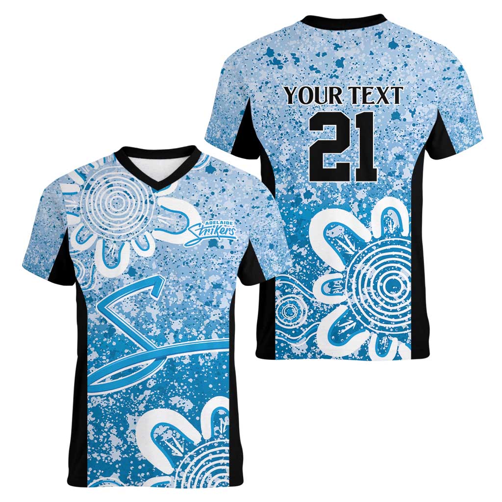 Adelaide Strikers Custom Women V-Neck T-Shirt Minimalism Aboriginal