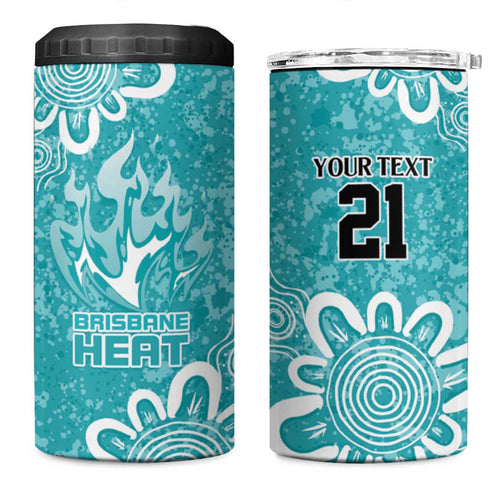 Brisbane Heat Custom 4 in 1 Can Cooler Tumbler Minimalism Aboriginal