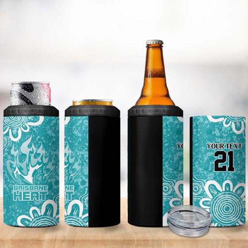 Brisbane Heat Custom 4 in 1 Can Cooler Tumbler Minimalism Aboriginal