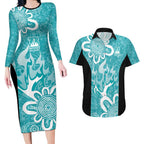 Brisbane Heat Custom Couples Matching Long Sleeve Bodycon Dress and Hawaiian Shirt Minimalism Aboriginal