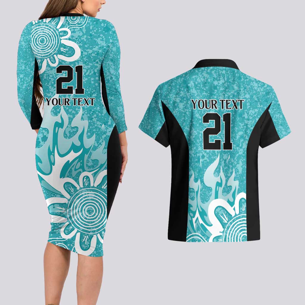 Brisbane Heat Custom Couples Matching Long Sleeve Bodycon Dress and Hawaiian Shirt Minimalism Aboriginal