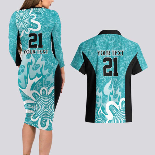 Brisbane Heat Custom Couples Matching Long Sleeve Bodycon Dress and Hawaiian Shirt Minimalism Aboriginal