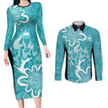 Brisbane Heat Custom Couples Matching Long Sleeve Bodycon Dress and Long Sleeve Button Shirt Minimalism Aboriginal