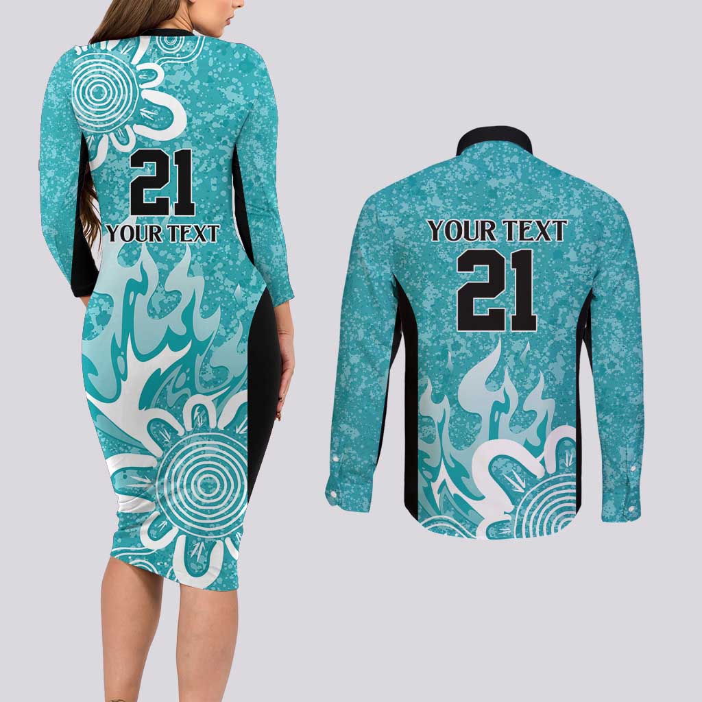 Brisbane Heat Custom Couples Matching Long Sleeve Bodycon Dress and Long Sleeve Button Shirt Minimalism Aboriginal