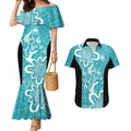 Brisbane Heat Custom Couples Matching Mermaid Dress and Hawaiian Shirt Minimalism Aboriginal