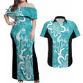 Brisbane Heat Custom Couples Matching Off Shoulder Maxi Dress and Hawaiian Shirt Minimalism Aboriginal