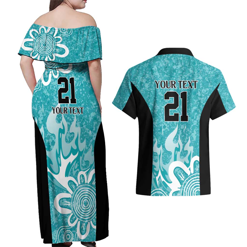 Brisbane Heat Custom Couples Matching Off Shoulder Maxi Dress and Hawaiian Shirt Minimalism Aboriginal