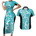 Brisbane Heat Custom Couples Matching Short Sleeve Bodycon Dress and Hawaiian Shirt Minimalism Aboriginal