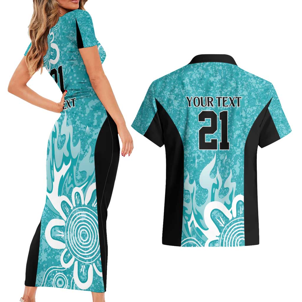 Brisbane Heat Custom Couples Matching Short Sleeve Bodycon Dress and Hawaiian Shirt Minimalism Aboriginal