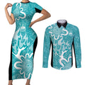 Brisbane Heat Custom Couples Matching Short Sleeve Bodycon Dress and Long Sleeve Button Shirt Minimalism Aboriginal