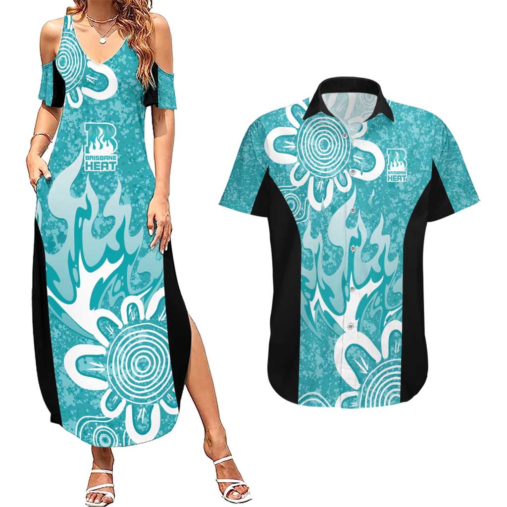 Brisbane Heat Custom Couples Matching Summer Maxi Dress and Hawaiian Shirt Minimalism Aboriginal