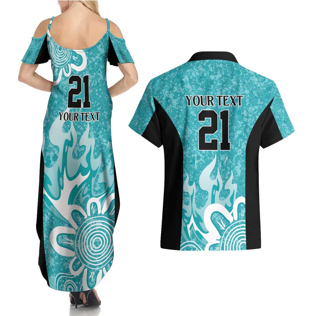Brisbane Heat Custom Couples Matching Summer Maxi Dress and Hawaiian Shirt Minimalism Aboriginal