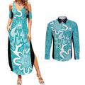 Brisbane Heat Custom Couples Matching Summer Maxi Dress and Long Sleeve Button Shirt Minimalism Aboriginal