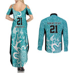 Brisbane Heat Custom Couples Matching Summer Maxi Dress and Long Sleeve Button Shirt Minimalism Aboriginal