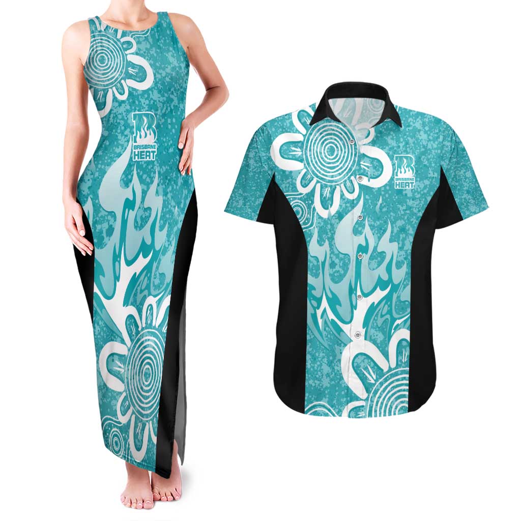 Brisbane Heat Custom Couples Matching Tank Maxi Dress and Hawaiian Shirt Minimalism Aboriginal