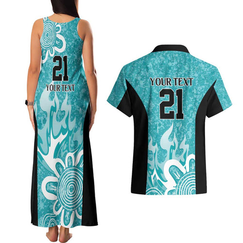 Brisbane Heat Custom Couples Matching Tank Maxi Dress and Hawaiian Shirt Minimalism Aboriginal